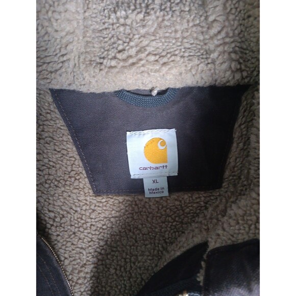 Carhartt Sierra Jacket Sherpa Lined J141 DKB Dark Brown Hood Men’s XL - Picture 5 of 16